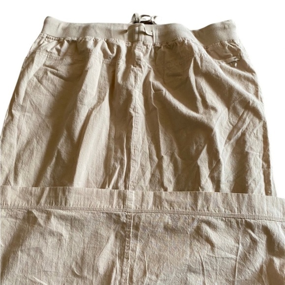 Cotton Ginny 100% Maxi Drawstring Khaki Cargo Skirt Side Slits Pockets Light M - Picture 5 of 5